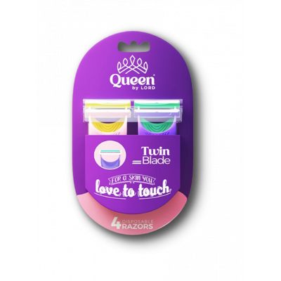 QUEEN TWIN BLADES DISPOSABLE 4 RAZORS FOR WOMEN